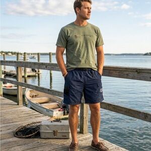 Hook & Tackle Performance Fishing Shorts - Navy Blue - w/ Built-in Mesh Briefs